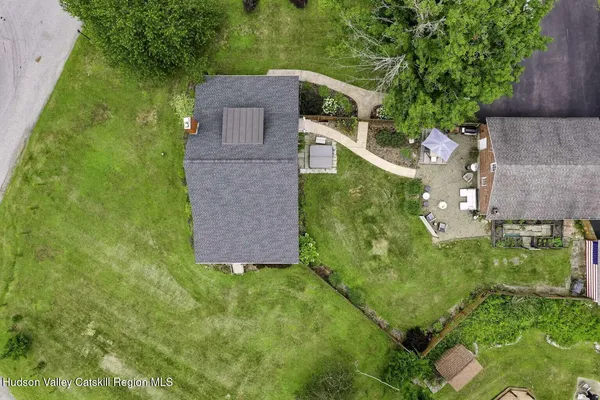 an aerial view of a house