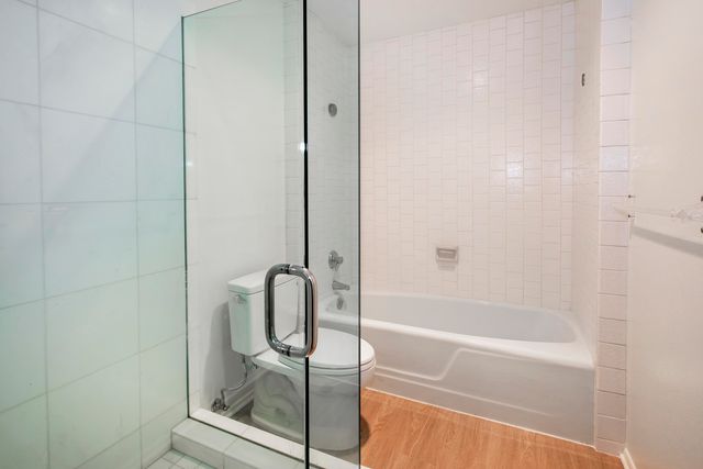 a bathroom with a bathtub