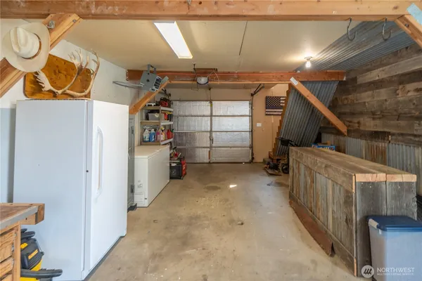 a view of a garage with stuff