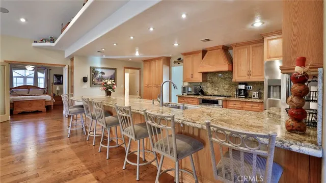 a kitchen with lots of counter top space