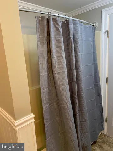 a bathroom with a shower and a sink