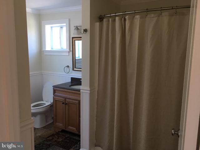 7109 Daffodil Lane Newark, MD 21841 - Photo 8 of 21 a bathroom with a sink a toilet a mirror and shower curtain