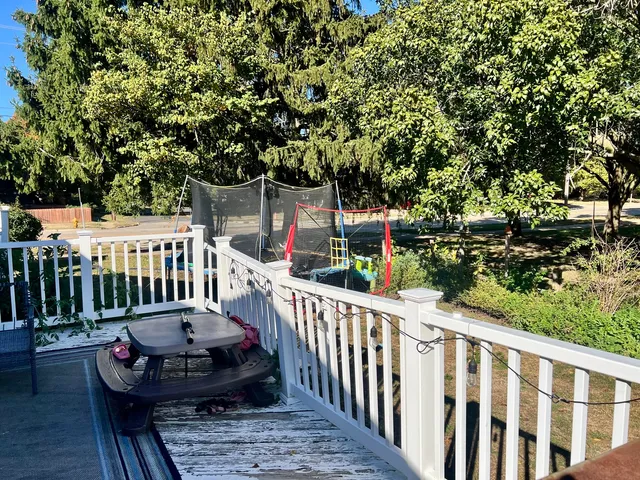 a view of a chair and tables