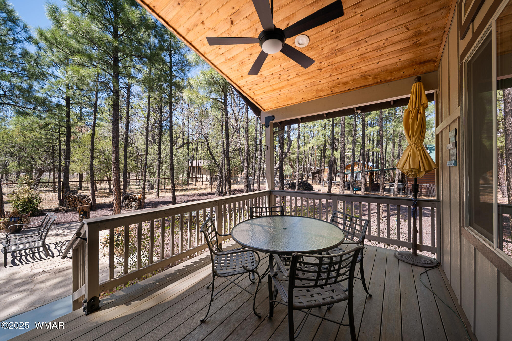 242 Frog Island Road Lakeside, AZ 85929 - Photo 18 of 28 Back patio with T&G and ceiling fan