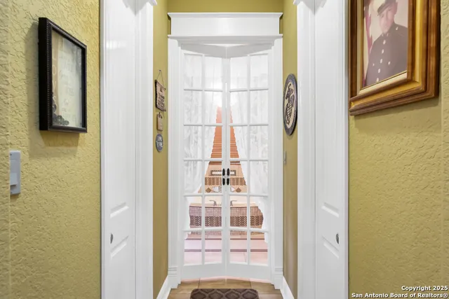 a front view of a house with a window