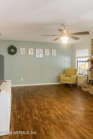 a living room with furniture