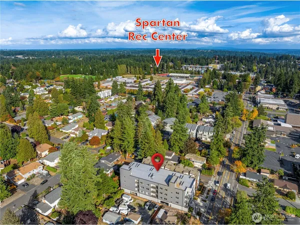 an aerial view of multiple house