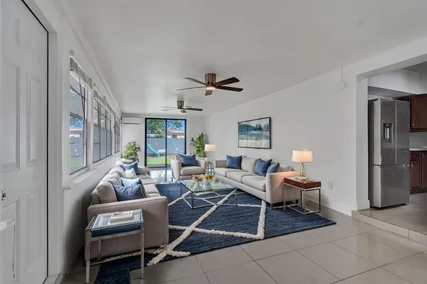 a living room with furniture