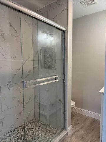 a bathroom with a shower
