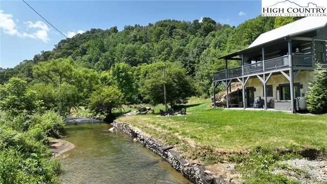 a view of a big yard with potted plants and large trees