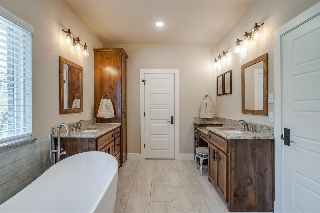 322 Mountainview Court Sunset, TX 76270 - Photo 25 of 40 a bathroom with a double vanity sink mirror and