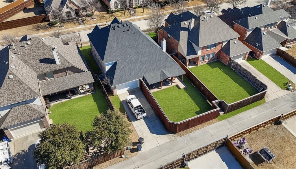 3475 Pilgrim Drive Frisco, TX 75034 - Photo 30 of 33 an aerial view of a backyard with chairs