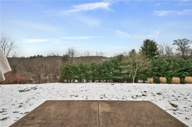 a view of yard covered with snow