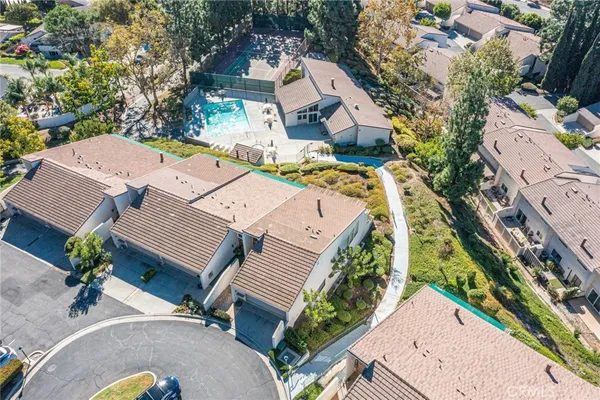 an aerial view of a house
