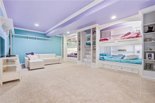 a large room with furniture