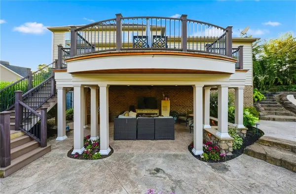 a outdoor living space with furniture