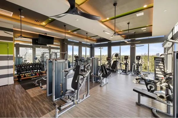 a view of a room with gym equipment