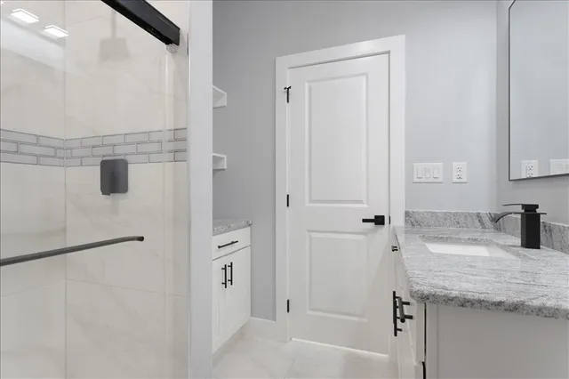 a bathroom with a shower