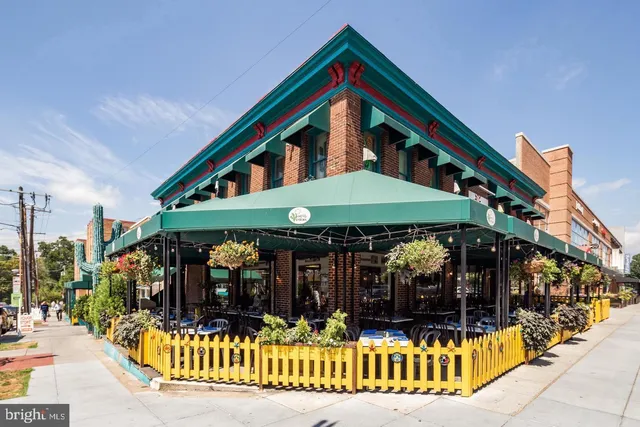 a front view of a building with street