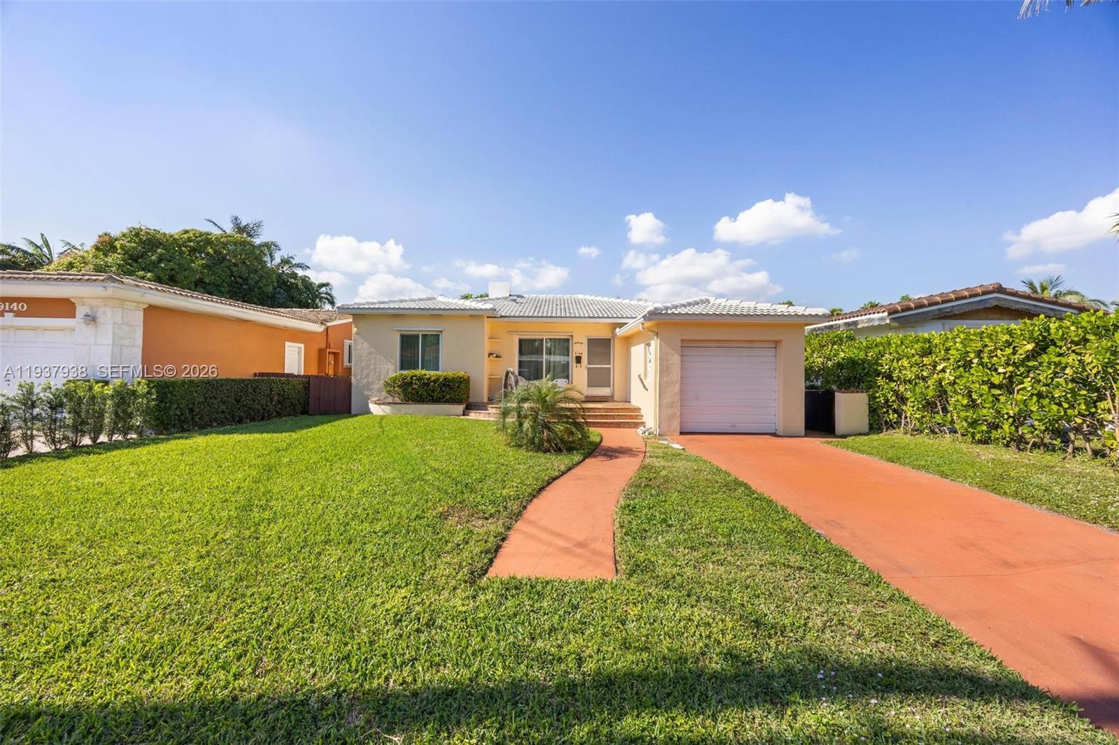 9148 Abbott Avenue Surfside, FL 33154 - Photo 32 of 37 a front view of house with yard and green space