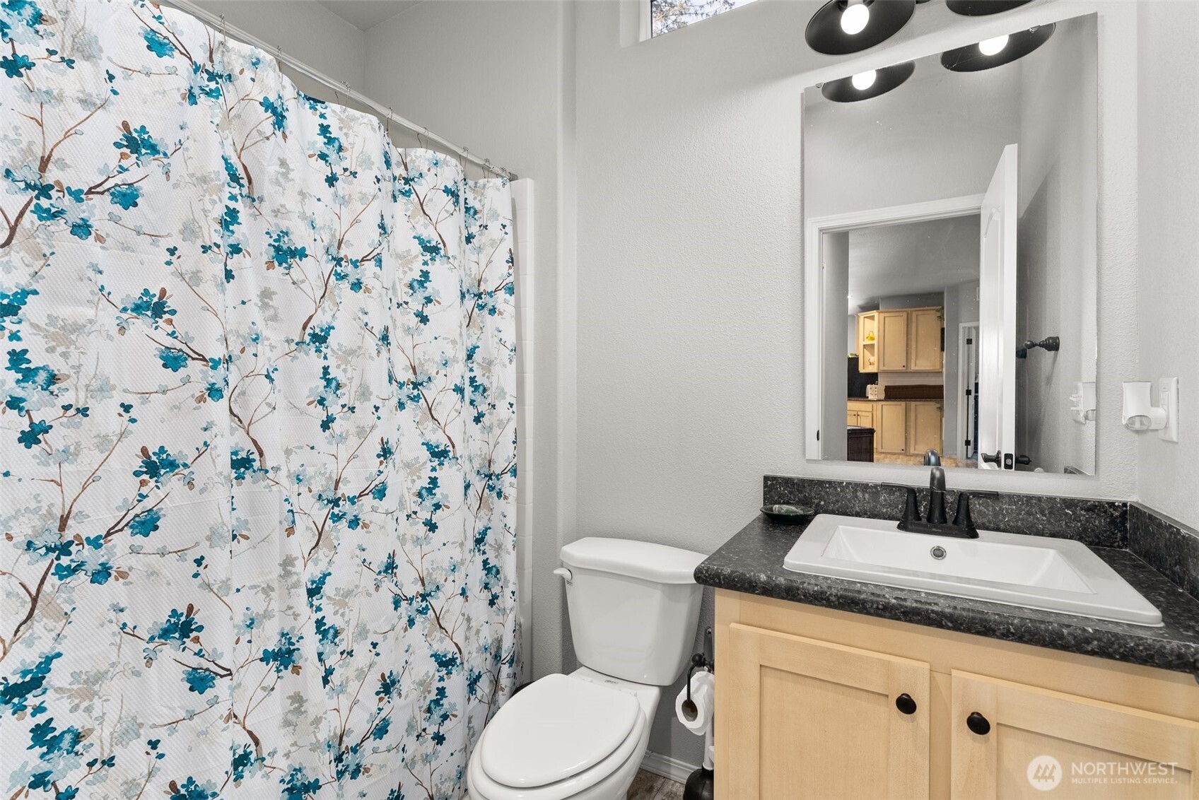 4 Lakeview Lane South Bend, WA 98586 - Photo 30 of 40 a bathroom with a granite countertop sink and a toilet
