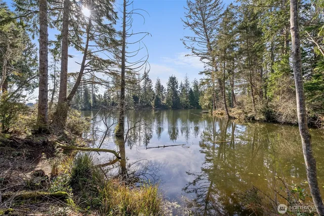 a view of a lake with houses