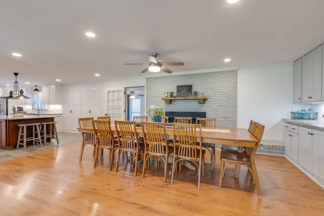 a view of a dining area with furniture