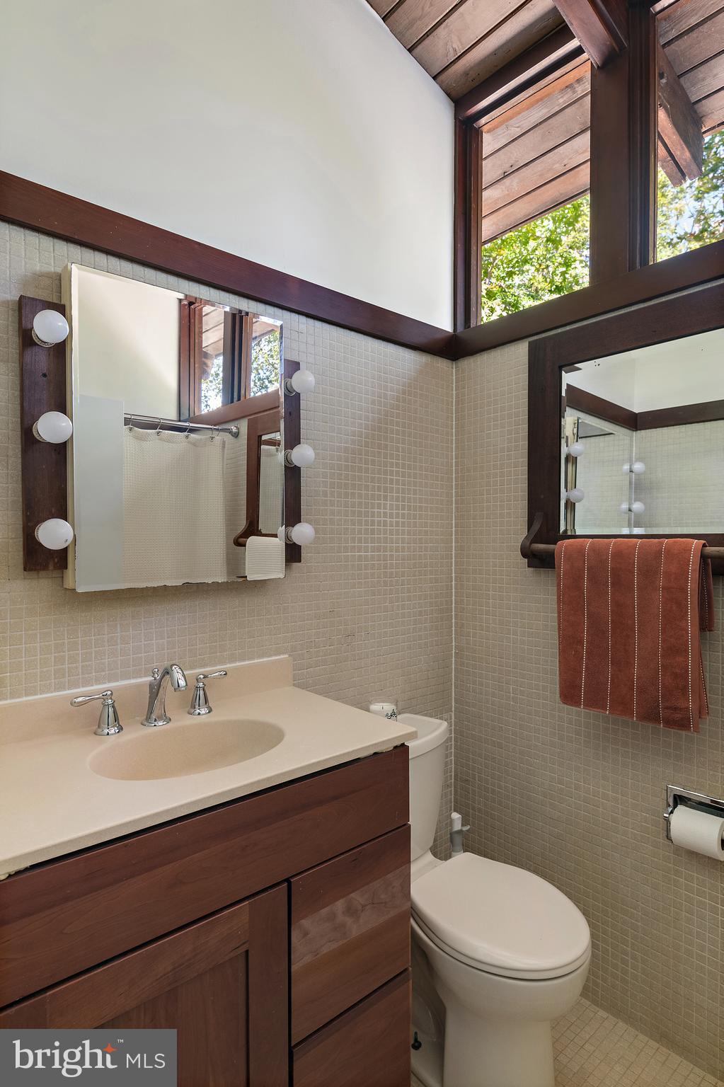 245 Haverton Road Arnold, MD 21012 - Photo 42 of 53 a bathroom with a sink a mirror a toilet and a window