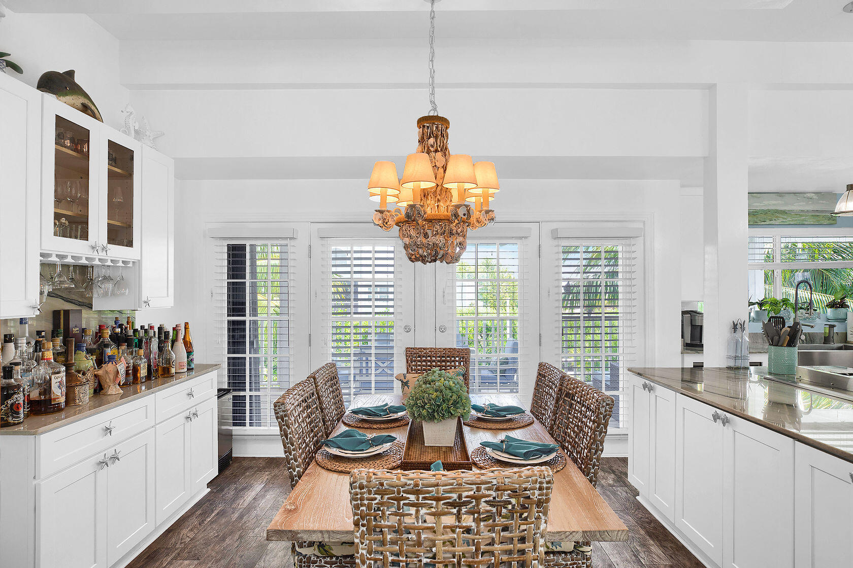 553 Indies Road Summerland Key, FL 33042 - Photo 31 of 64 Kitchen Area with Oyster Chandelier