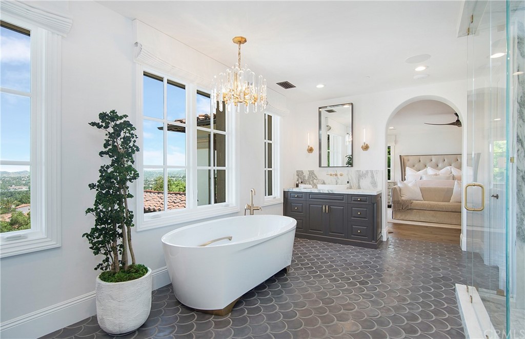 7 Rickie Lane Ladera Ranch, CA 92694 - Photo 20 of 36 a bathroom with a tub a potted plant and a sink