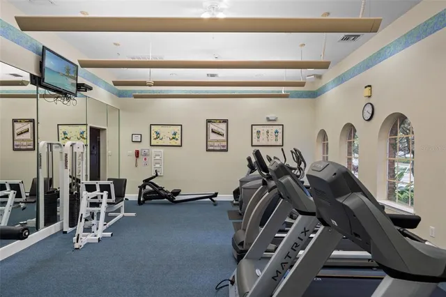 a view of a room with gym equipment