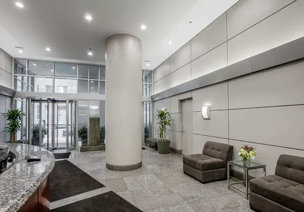 a living room with furniture