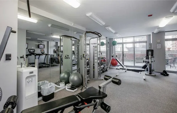 a view of a room with gym equipment