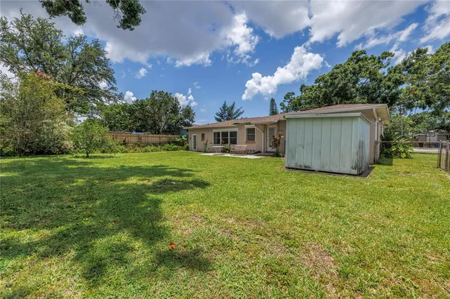 a view of a house with a backyard