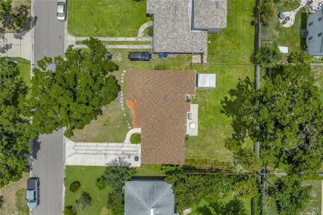 an aerial view of a house