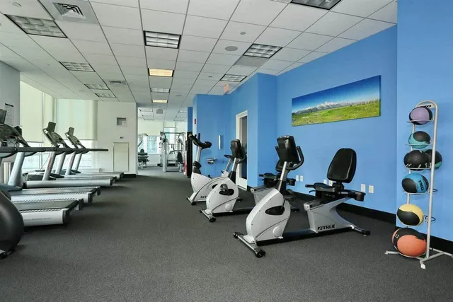 a view of a room with gym equipment