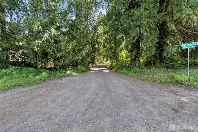 a view of a city with lush green forest