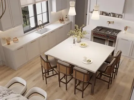 a kitchen with kitchen island granite countertop appliances cabinets and sink