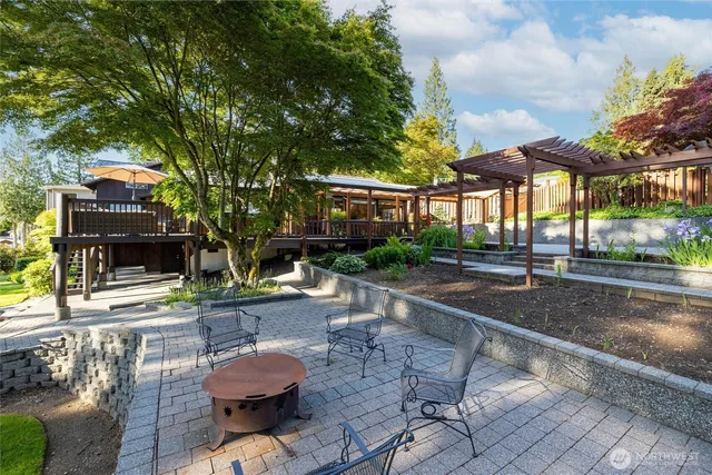 a view of a swimming pool with a patio