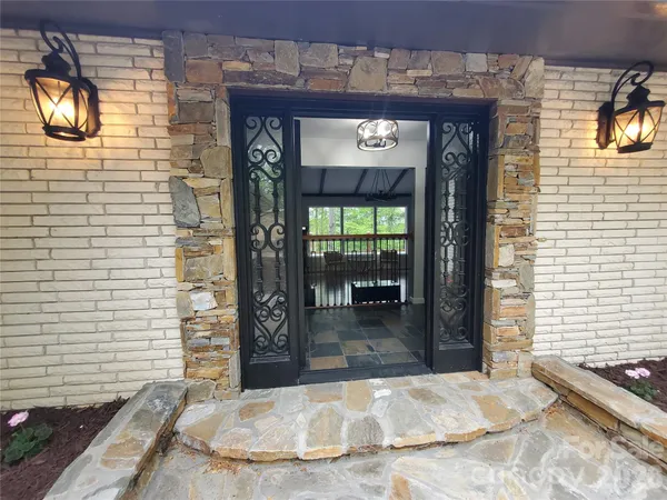 a view of a entryway door front of house
