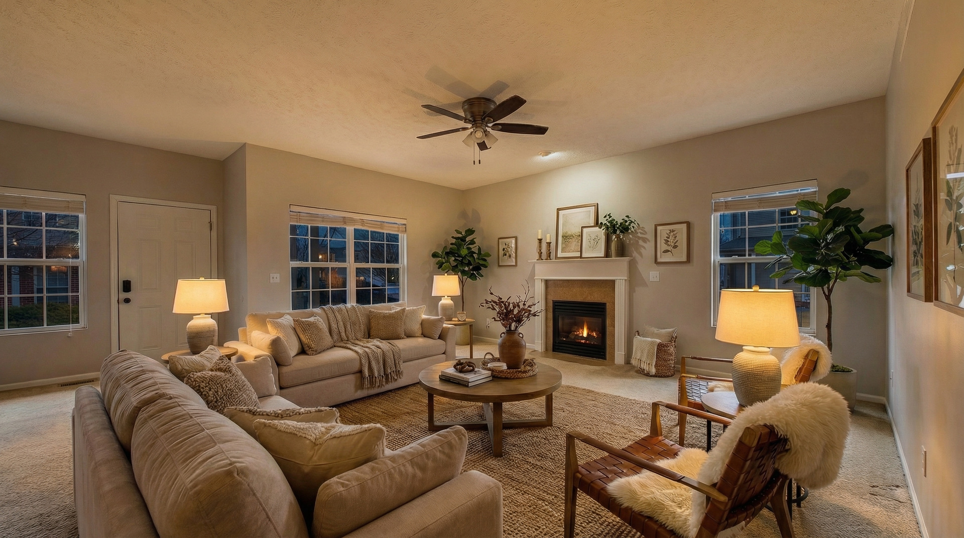 607 Clayton Circle, Unit 607 Sycamore, IL 60178 - Photo 41 of 48 a living room with furniture a fireplace and a large window