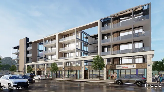 a front view of a building with street view