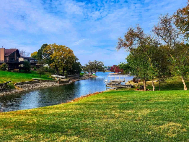 a view of a lake with houses