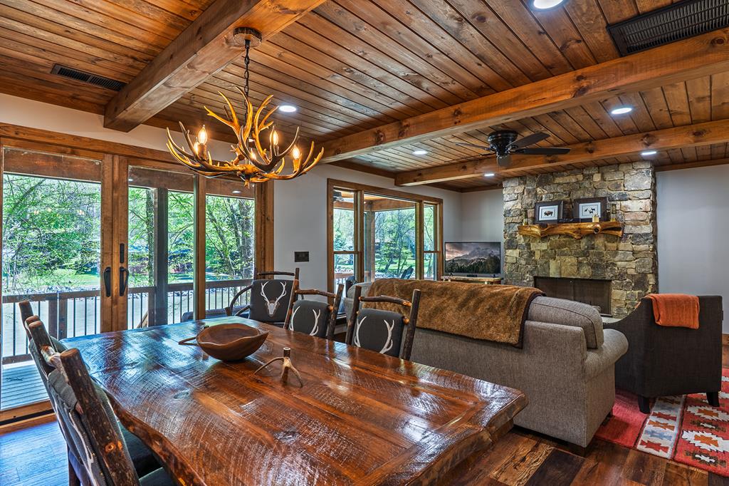 480 Riveredge Lane Ellijay, GA 30540 - Photo 21 of 66 a view of a dining room with furniture window and outside view