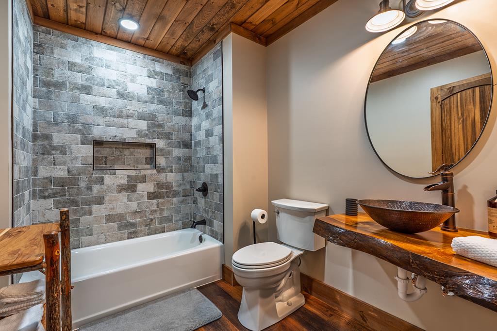 480 Riveredge Lane Ellijay, GA 30540 - Photo 24 of 66 a bathroom with a toilet a sink and bathtub