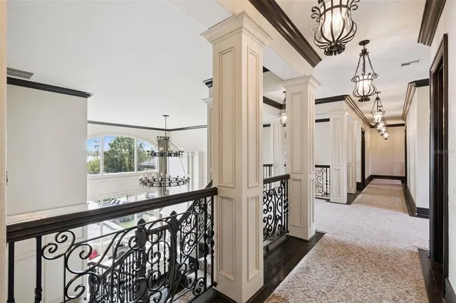a view of a balcony with ocean view