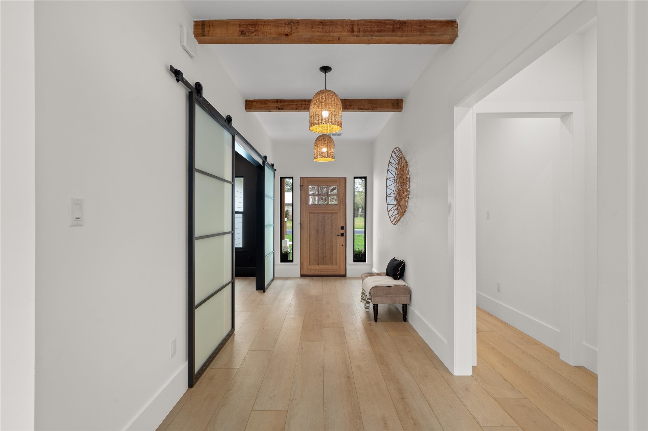 1108 Dunman Drive Georgetown, TX 78628 - Photo 9 of 40 a view of a hallway with wooden floor and workspace