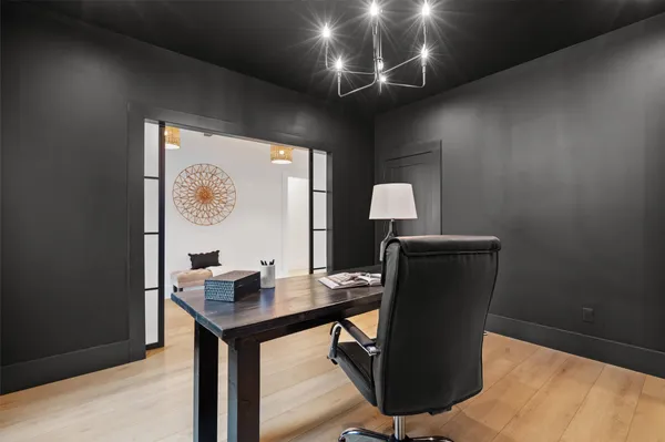 a view of a workspace with furniture