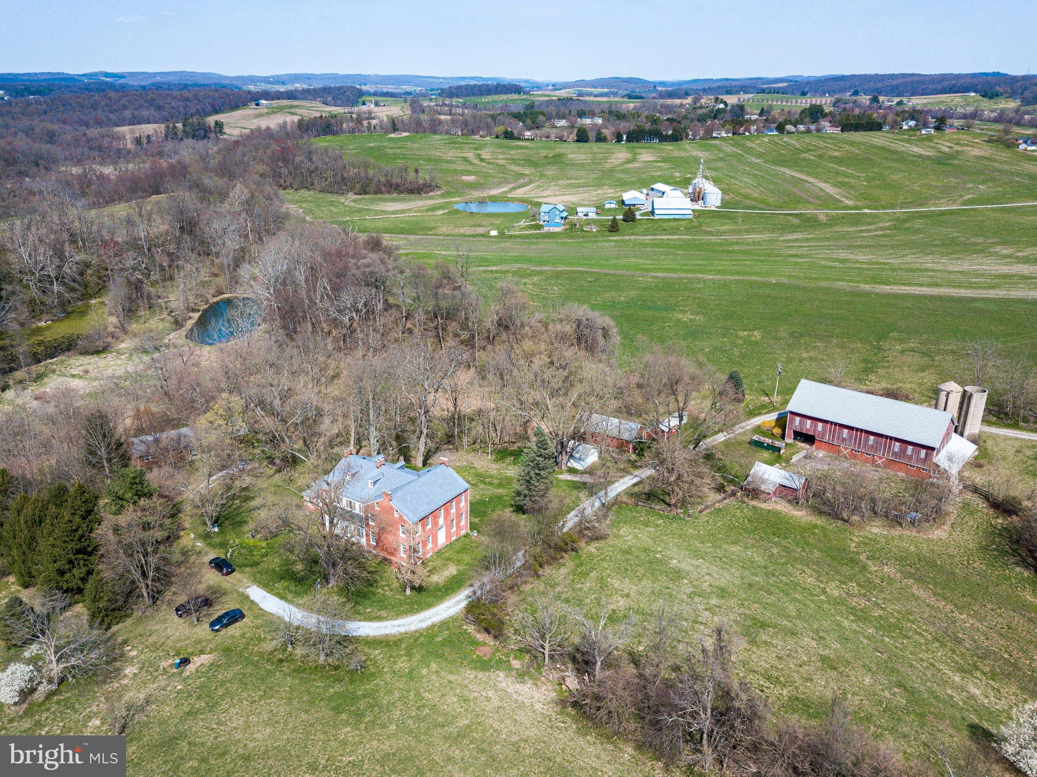 412 Old Bachmans Valley Road Westminster, MD 21157 - Photo 2 of 52 Aerial showing main house, barn, ponds and lot