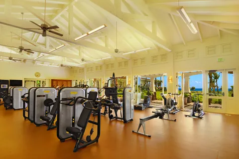 a view of a room with gym equipment